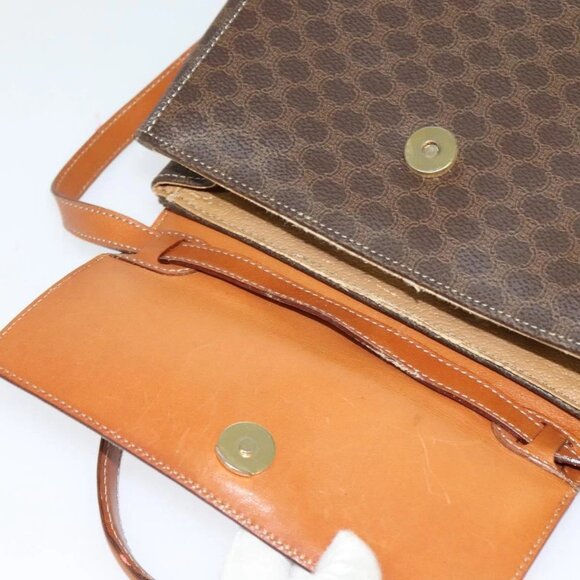 CELINE Macadam Canvas Hand Bag PVC Leather 2way Brown Gold - Picture 10 of 16